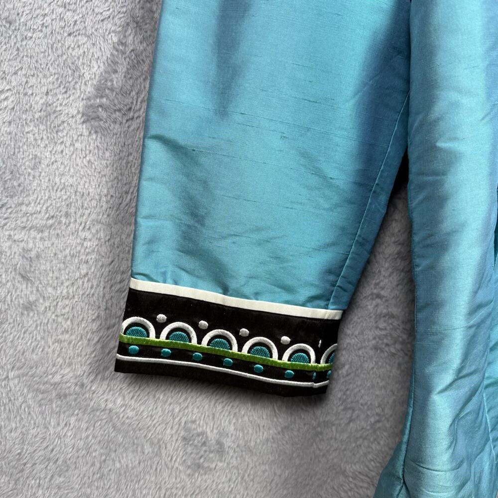 Bob Mackie Women's Wearable Art Blue Silk Jacket Blazer Large NWT embroidered - Picture 4 of 9